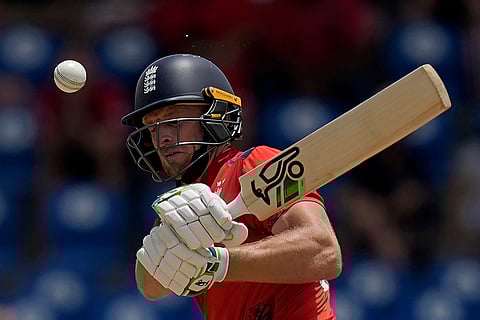 Jos Buttler plays a shot against South Africa